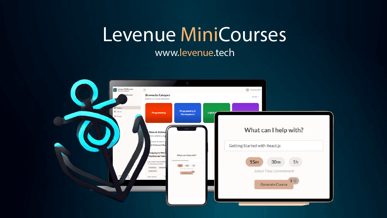 Levenue MiniCourses author and learner screens